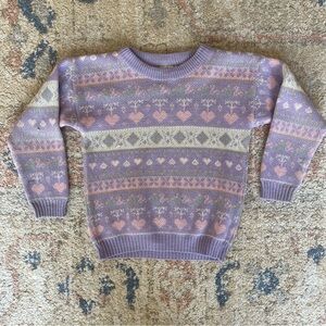 VNTG Adams Lavender Heart Pattern Sweater